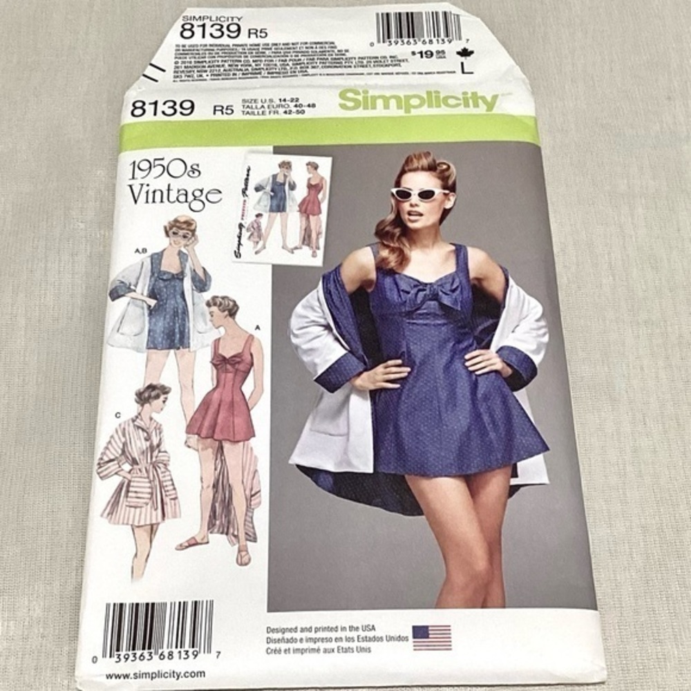 Simplicity 1950’s Misses’ Bathing Dress & Beach Coat